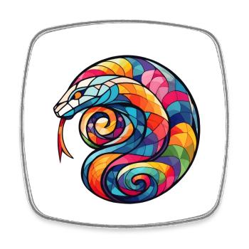 Colorful Spiral Snake - Square fridge magnet - white - Front