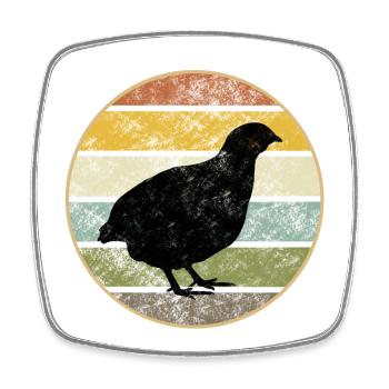 Coucher de soleil rétro de caille - Caille vintage - Magnet carré - blanc - Devant