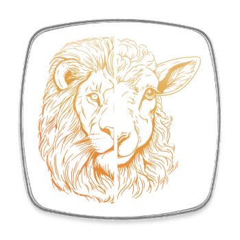 Lion and Lamb - Square fridge magnet - white - Front