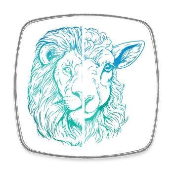 Lion and Lamb - Square fridge magnet - white - Front