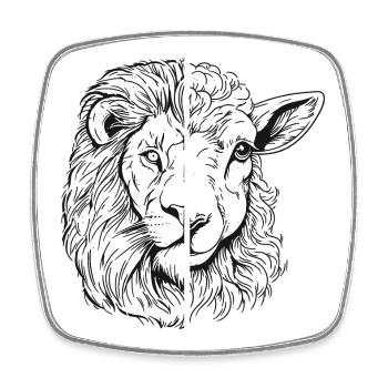 Lion and Lamb - Square fridge magnet - white - Front