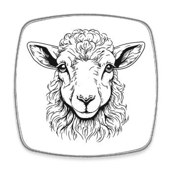 Lamb Portrait - Square fridge magnet - white - Front