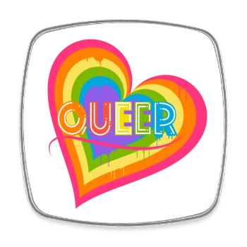 Queer Herz für Pride-Monat Gleiche Rechte LGBTQ - Viereckiger Kühlschrankmagnet - Weiß - Vorne