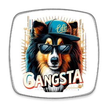 Collie Gangsta Gangster Hund Geschenk - Viereckiger Kühlschrankmagnet - Weiß - Vorne