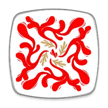 Motif de vignes florales rouges - Magnet carré - blanc - Devant