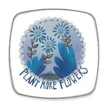 Plant More Flowers - Square fridge magnet - white - Front
