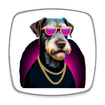 Deutsch Drahthaar Gangsta Gangster Hund Geschenk - Viereckiger Kühlschrankmagnet - Weiß - Vorne