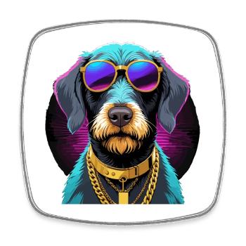 Deutsch Drahthaar Gangsta Gangster Hund Geschenk - Viereckiger Kühlschrankmagnet - Weiß - Vorne