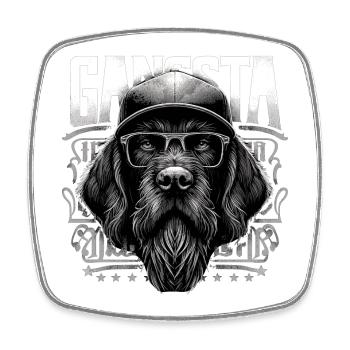 Deutsch Drahthaar Gangsta Gangster Hund Brille Ges - Viereckiger Kühlschrankmagnet - Weiß - Vorne