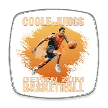 Coole Jungs gehen zum Basketball - Viereckiger Kühlschrankmagnet - Weiß - Vorne