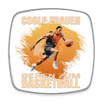 Coole Frauen gehen zum Basketball - Viereckiger Kühlschrankmagnet - Weiß - Vorne
