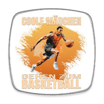 Coole Mädchen gehen zum Basketball - Viereckiger Kühlschrankmagnet - Weiß - Vorne