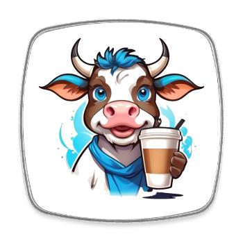 Coffee Cow - Viereckiger Kühlschrankmagnet - Weiß - Vorne