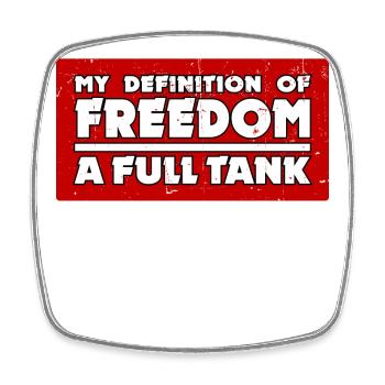 Petrol pump statement refuelling with electrical energy - Square fridge magnet - white - Front