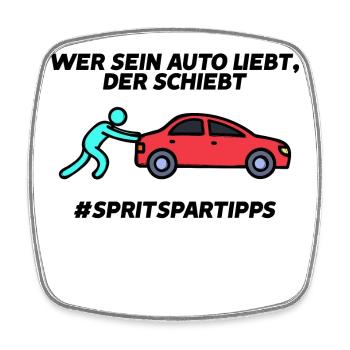 Tanken Statement Auto Energiespeicher Tankstelle - Viereckiger Kühlschrankmagnet - Weiß - Vorne