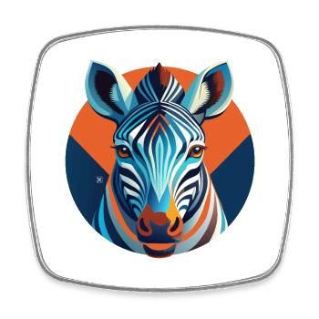 Chromatisches Zebra im geometrischen Kreis - Viereckiger Kühlschrankmagnet - Weiß - Vorne