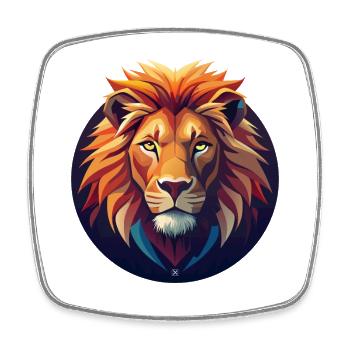 Lion chromatique en cercle - Magnet carré - blanc - Devant