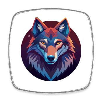 Loup géométrique multicolore - Magnet carré - blanc - Devant