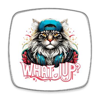 Maine Coon Katze cool Was geht Gangster Geschenk - Viereckiger Kühlschrankmagnet - Weiß - Vorne