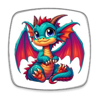 Drache - Viereckiger Kühlschrankmagnet - Weiß - Vorne