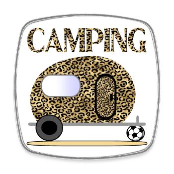 CAMPING SOCCER - Magnet carré - blanc - Devant