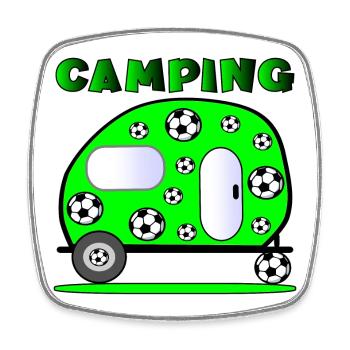 CAMPING MIT KINDERN - FUSSBALL - Viereckiger Kühlschrankmagnet - Weiß - Vorne