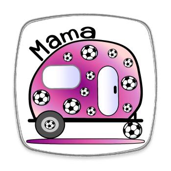 CAMPING - MAMA FUßBALL - Viereckiger Kühlschrankmagnet - Weiß - Vorne