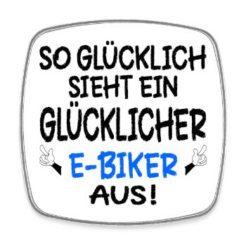 GLÜCKLICHER RADFAHRER - E-BIKE - Viereckiger Kühlschrankmagnet - Weiß - Vorne