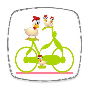 HÜHNERSTALL HÜHNER - FAHRRAD - Viereckiger Kühlschrankmagnet - Weiß - Vorne
