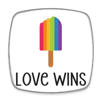LGBTQ Pride Month - Love Wins - Square fridge magnet - white - Front