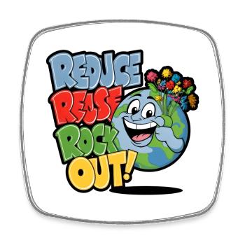 Earth-friendly upbeat music print - Square fridge magnet - white - Front