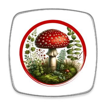 Detailed red toadstool on forest floor - Square fridge magnet - white - Front