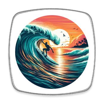 Sunset Surfer - Viereckiger Kühlschrankmagnet - Weiß - Vorne