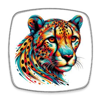 Cheetah - Square fridge magnet - white - Front