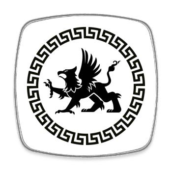 Greek Key Circle Frame - Square fridge magnet - white - Front