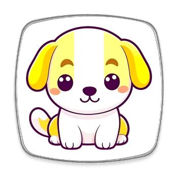 Cute Puppy Love Heart Eyes Adorable Dog T-Shirt - Square fridge magnet - white - Front