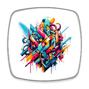 Cool Colorful Dynamic Graffiti Illustration - Square fridge magnet - white - Front