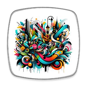 dynamische Graffiti-Illustration Urban Art - Viereckiger Kühlschrankmagnet - Weiß - Vorne
