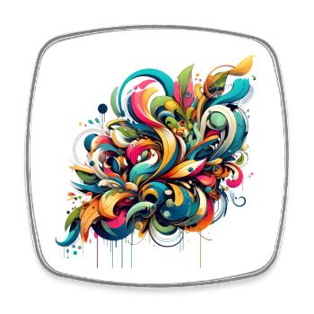 Coole florale dynamische Graffiti-Illustration - Viereckiger Kühlschrankmagnet - Weiß - Vorne