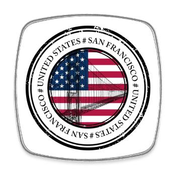 Brückenskizze über Kreis der amerikanischen Flagge - Viereckiger Kühlschrankmagnet - Weiß - Vorne