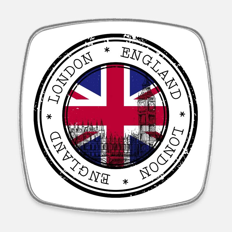 London Flag Round Badge - Square fridge magnet - white