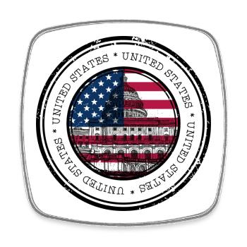 Kapitol Flagge Kreis Emblem - Viereckiger Kühlschrankmagnet - Weiß - Vorne
