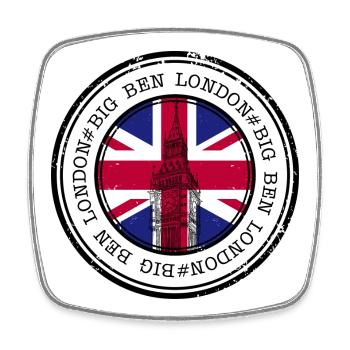 Timbre Union Jack Big Ben - Magnet carré - blanc - Devant