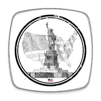 Industrial Grunge USA Karte - Viereckiger Kühlschrankmagnet - Weiß - Vorne