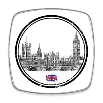 Winziger Union Jack-Akzent auf Schwarz - Viereckiger Kühlschrankmagnet - Weiß - Vorne
