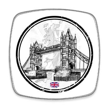 Londoner Brücke - Viereckiger Kühlschrankmagnet - Weiß - Vorne