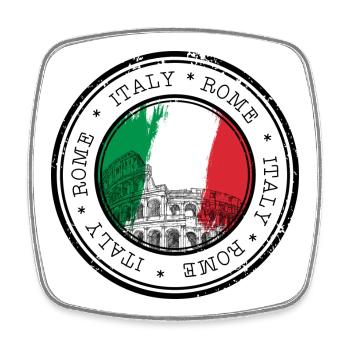 Colosseum Circle Italia Flag - Square fridge magnet - white - Front