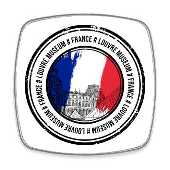 Paris Flag Circle: Louvre Sketch - Square fridge magnet - white - Front
