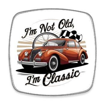Vintage Classic Car with Vintage Text - Square fridge magnet - white - Front