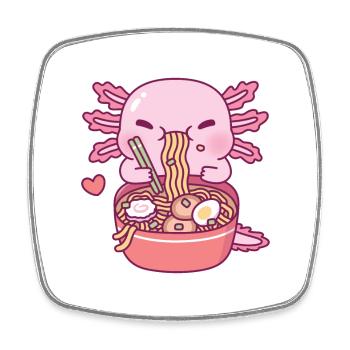 Süßer Axolotl liebt Ramen-Nudeln - Viereckiger Kühlschrankmagnet - Weiß - Vorne